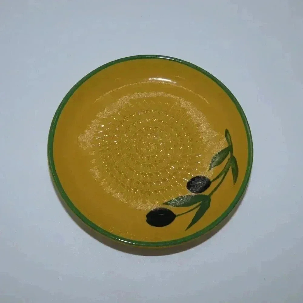 Ceramic Garlic Grater Plate Olive Pattern Cheese - Picture 5 of 5